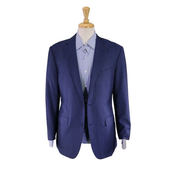 Pal Zileri Current Royal Blue Striped Super 150's Wool 2-Btn Blazer Jacket 40R - Picture 1 of 10
